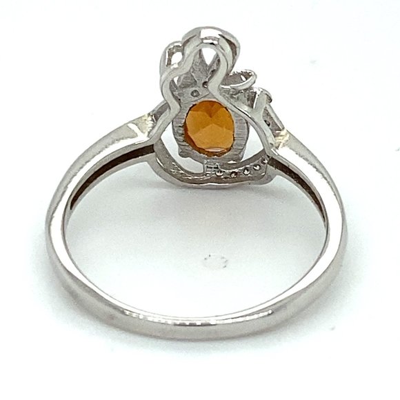 Hessonite 1.12ct Platinum Finish Solid Silver Ring - Picture 4 of 7